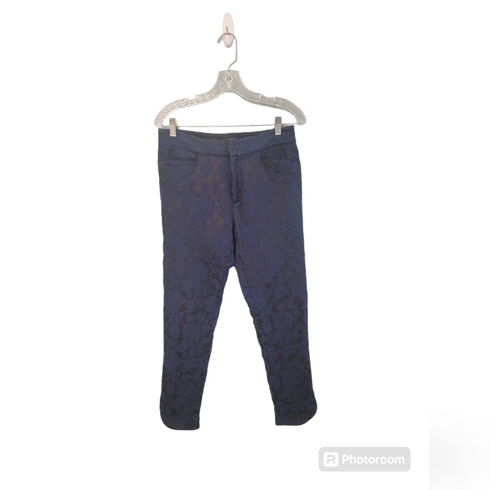 Soft Surroundings Floral Embroidered Womens Ankle Dress Pants‎ Size 4